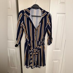 Striped Navy Hooded Dress